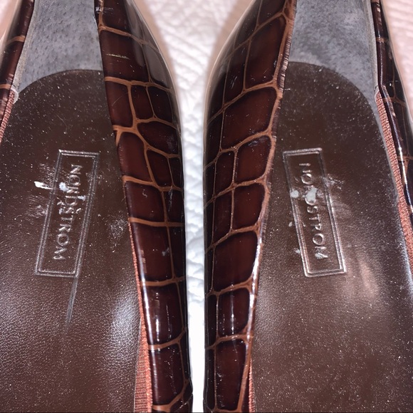 NORDSTROM brand size 11.5 faux crocodile brown leather heel brand new not worn - Picture 5 of 13